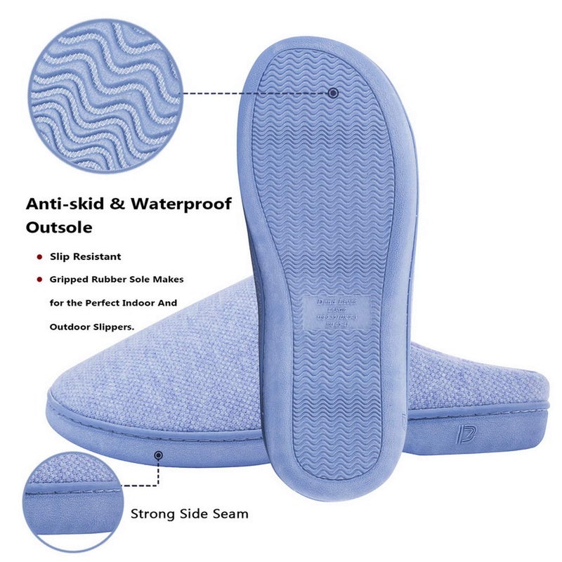 DL Womens Memory Foam Slippers, Cozy Slip on House Slippers For Women Indoor Outdoor, Comfy Women's Bedroom Slippers Warm Soft Flannel Lining Home Slippers Size 5-6 Blue - Image 5